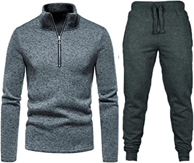 Men's Casual Two-Pieces Suits Zipper Placket Stand Collar Coats Solid Color Jackets + Pants Sets Sportswears - Image 9