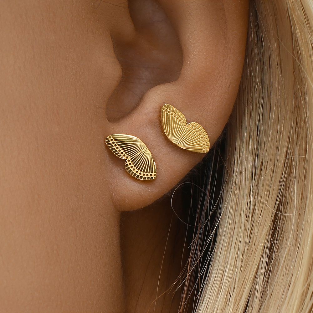 Fashion Ladies Jewelry Gold Silver Plated Earrings Stainless Steel Golden Butterfly Wings Stud Earring - Image 3