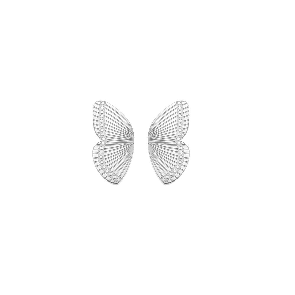 Fashion Ladies Jewelry Gold Silver Plated Earrings Stainless Steel Golden Butterfly Wings Stud Earring - Image 2