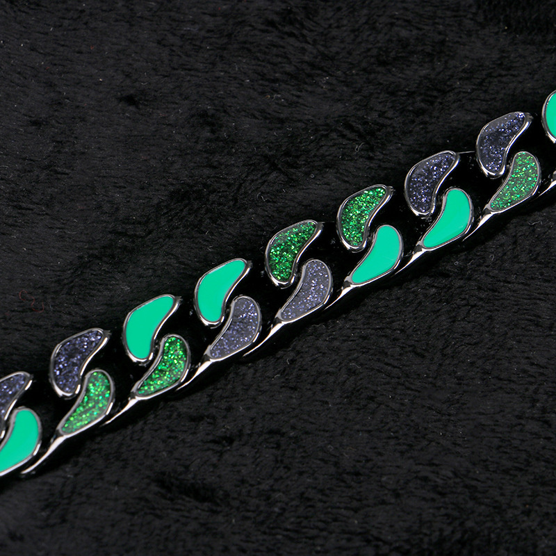 Cuban Necklace Gothic Lace Neck Chain Men's European And American Punk Green Crystal Diamond Necklace Ins Style - Image 2