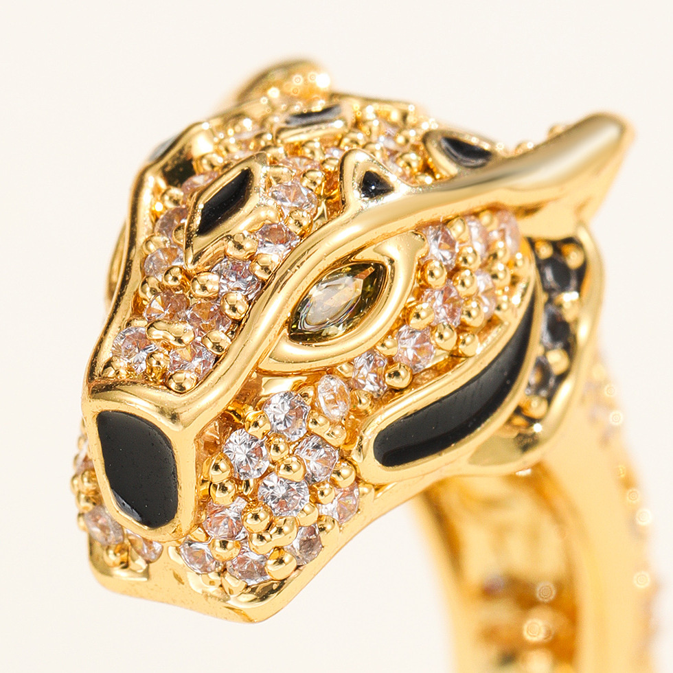 Zircon Animal Open Leopard Head Ring - Image 4