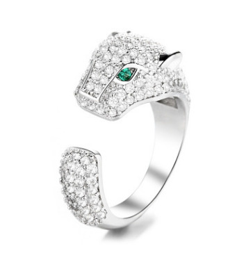 Zircon Animal Open Leopard Head Ring - Image 6