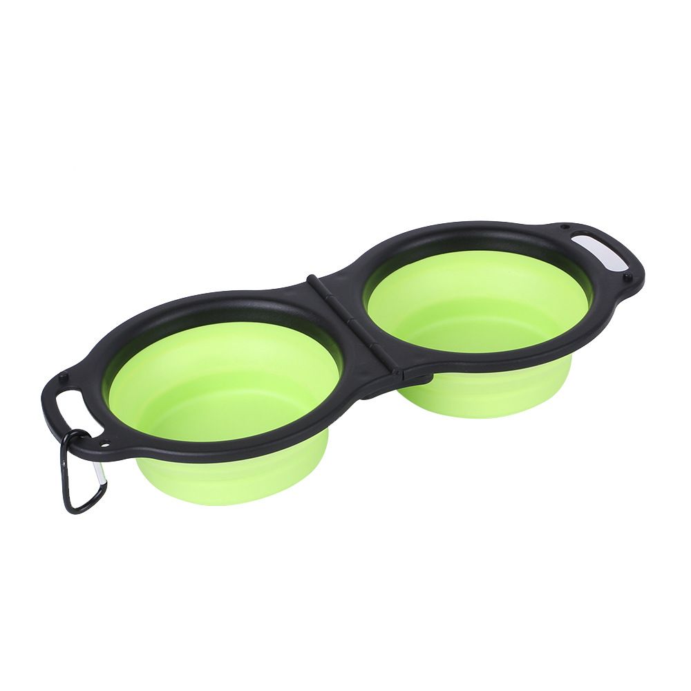 Rubber Folding Double Bowl Portable Pet Feeding Watering Bowl Outdoor Dog Food Bowl Cat Folding Food Multicolor Utensils - Image 5