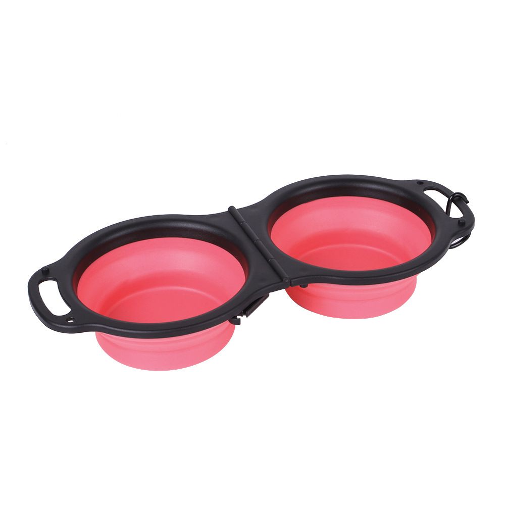 Rubber Folding Double Bowl Portable Pet Feeding Watering Bowl Outdoor Dog Food Bowl Cat Folding Food Multicolor Utensils - Image 8