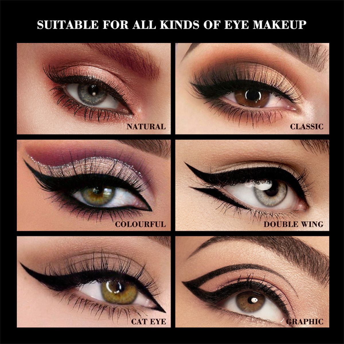 1PC Super Double-headed Black Liquid Eyeliner Pencil Waterproof Triangle Shape Seal Stamp Tattoo Eyes Liner Makeup - Image 3
