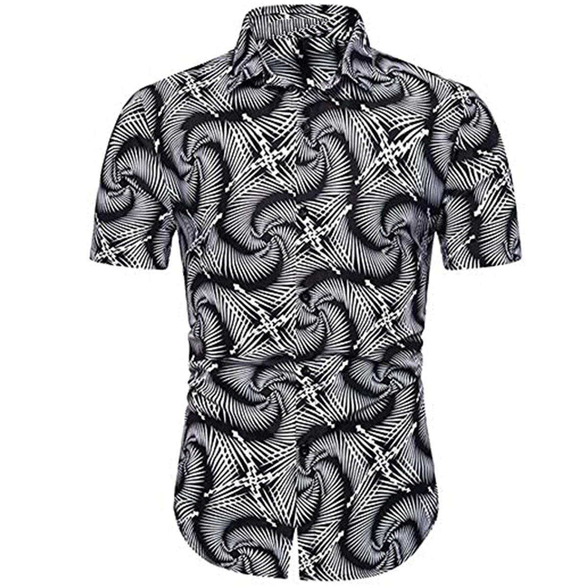 Men's Round Collar Suit 2 Piece Short Sports Set Short Shirt+ Pants Spiricle Suit Gym Suits - Image 6