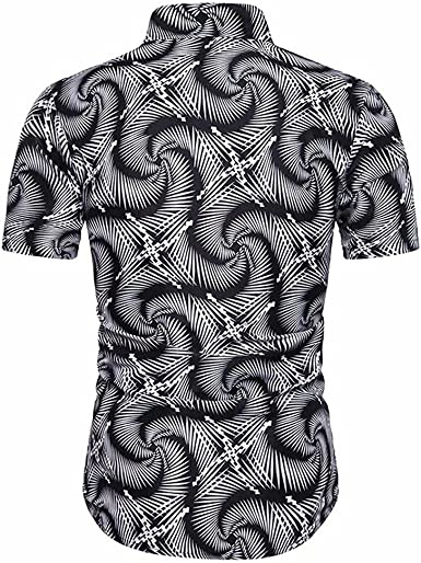 Men's Round Collar Suit 2 Piece Short Sports Set Short Shirt+ Pants Spiricle Suit Gym Suits - Image 17