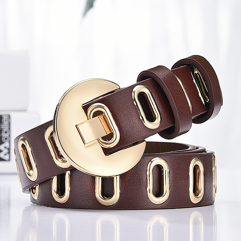 New Grunge Women Belt Adjustable Hole Grunge Punk Belts for Women Alloy Pin Buckle Leather Belt for Pants Dresses - Image 3