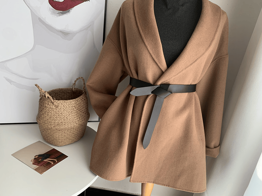 Women's Fashion Pu Leather Black Belt Decorative Suit Coat Ladies Belt Simple Knotted Belt Retro Outside - Image 2