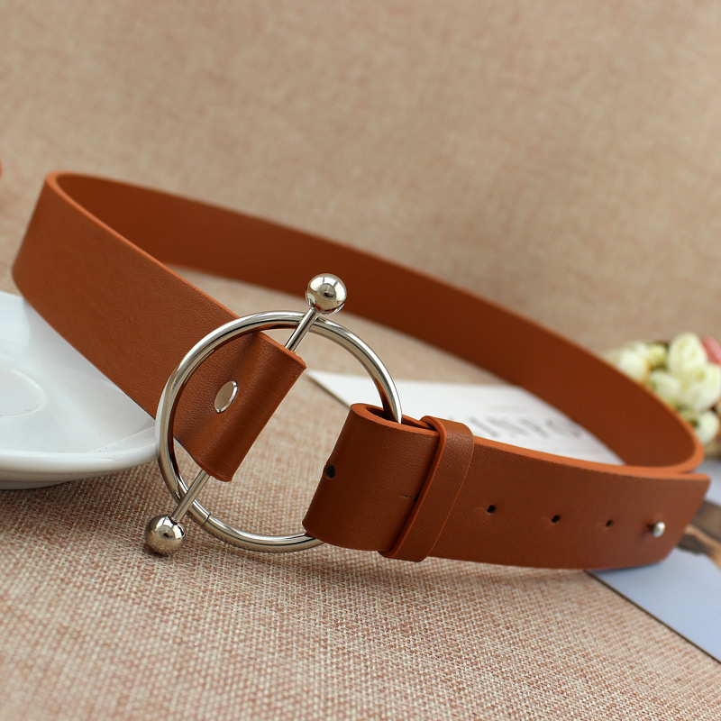 Newest Silver Round buckle belts woman 2021 hot women's belts without pin metal buckle black leather strap belt dames riemen - Image 13