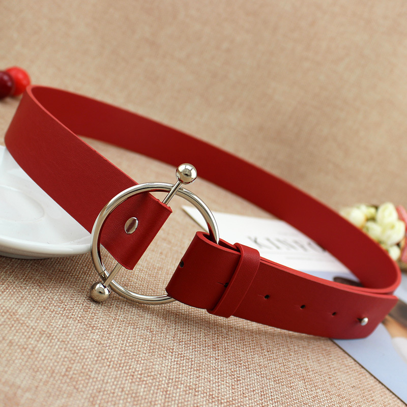 Newest Silver Round buckle belts woman 2021 hot women's belts without pin metal buckle black leather strap belt dames riemen - Image 19