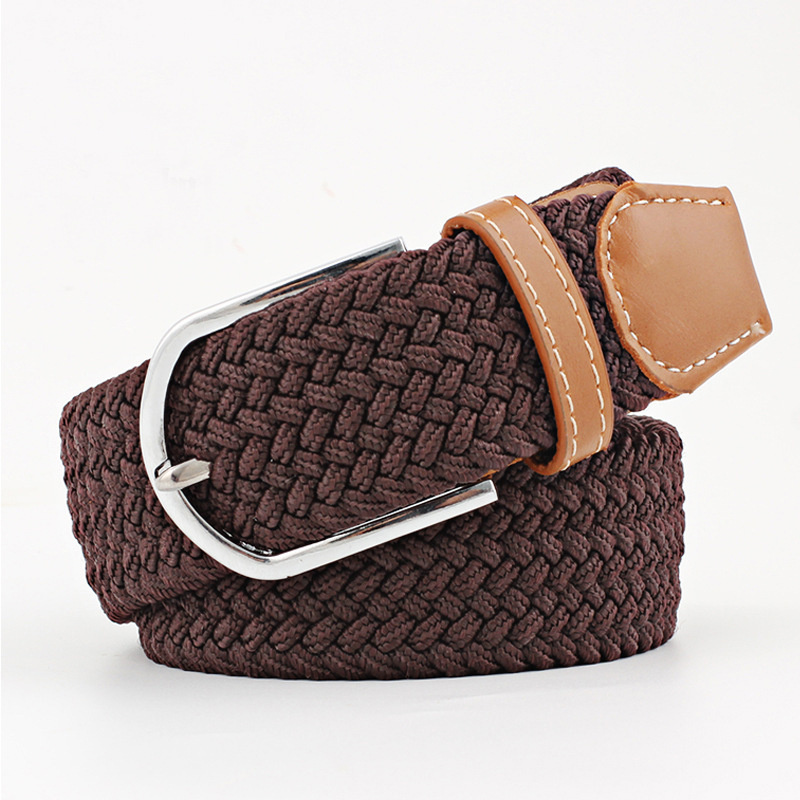 Men Elastic Stretch Waist Belt Black Canvas Stretch Braided Elastic Woven Leather Belt Wide Hot Metal Stretch Belt for Men - Image 7