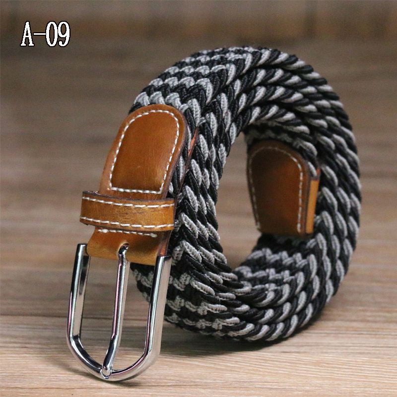Men Elastic Stretch Waist Belt Black Canvas Stretch Braided Elastic Woven Leather Belt Wide Hot Metal Stretch Belt for Men - Image 17