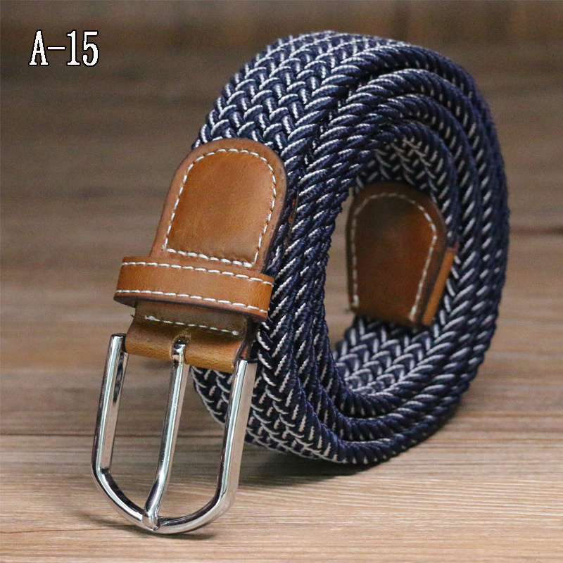Men Elastic Stretch Waist Belt Black Canvas Stretch Braided Elastic Woven Leather Belt Wide Hot Metal Stretch Belt for Men - Image 40