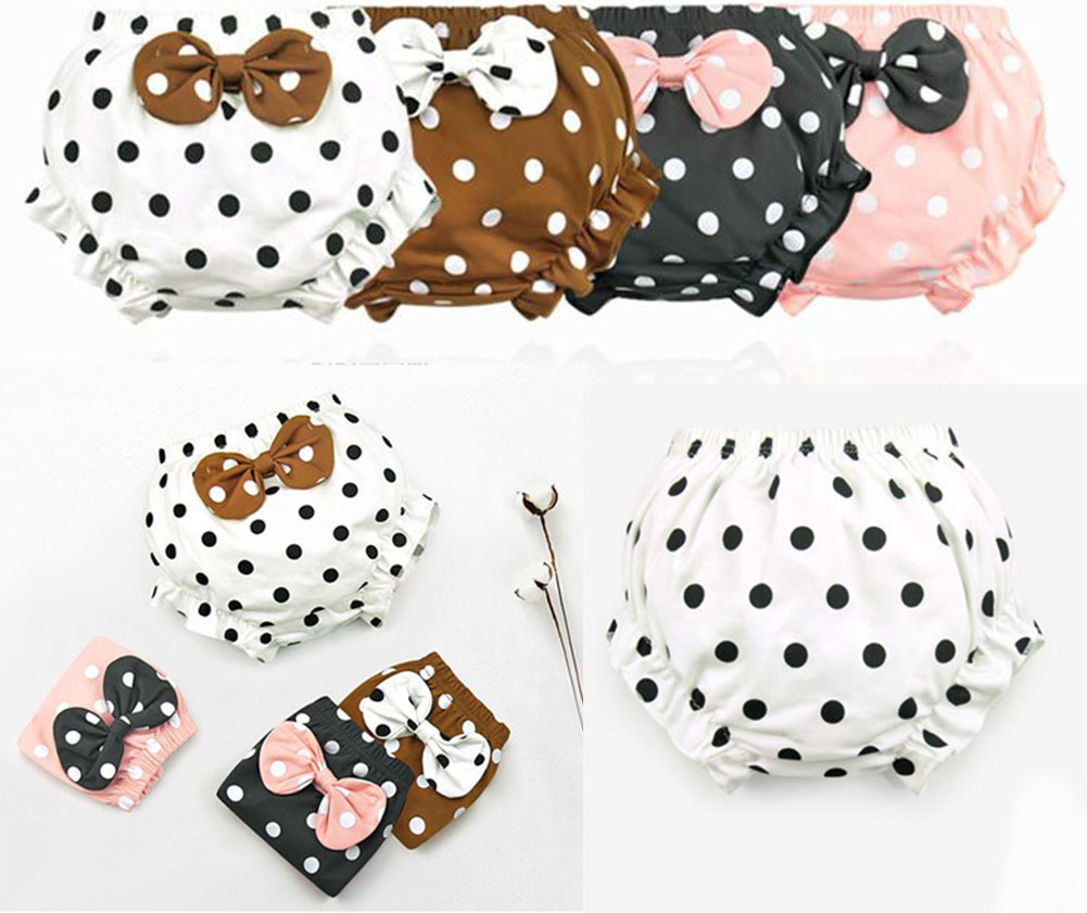 Baby Girls Boys 4 Pack Bloomer Shorts Cotton Colorful Bow Dots Diaper Covers Briefs - Image 2
