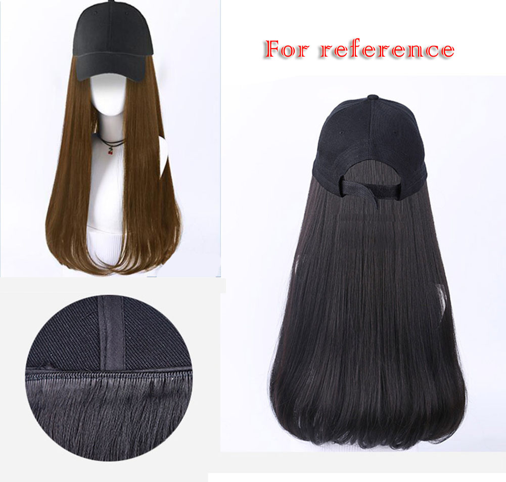 Womens Baseball Cap With Light Brown Long Hair Attached Synthetic Hair Extensions Wig Cap - Image 2