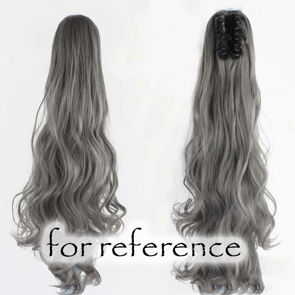Ponytail Extension Claw Curly Wavy Clip-on Hairpiece One Piece Long Ponytail Hair Extensions,Grey - Image 2