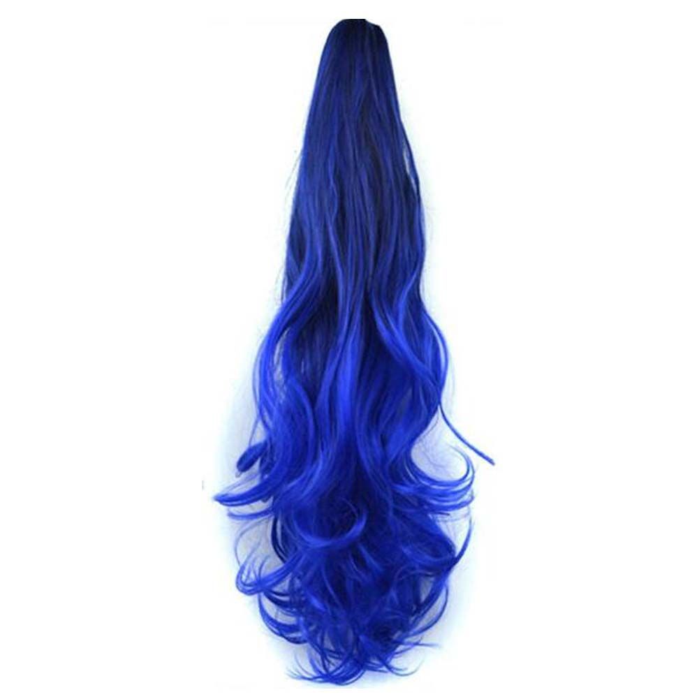 Ponytail Extension Claw Curly Wavy Clip-on Hairpiece One Piece Long Ponytail Hair Extensions,Royal Blue - Image 2