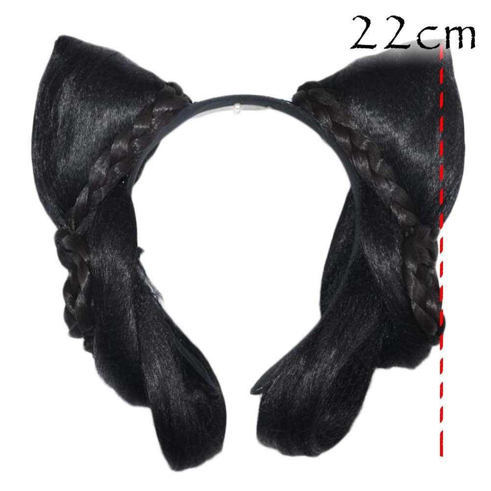 Women Wig Han Chinese Clothing Updo Headband Cat Ears Hair Bun Chinese Traditional Costume Accessory Black Hairpiece - Image 2
