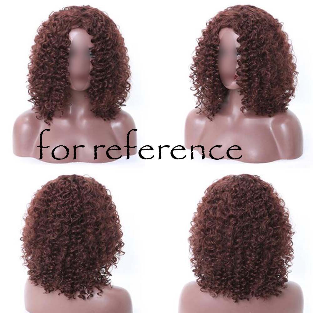 Dark Brown Afro Hair Wig Short Curly with Bangs Fluffy Wigs Synthetic Hair Full Wig,16 inch - Image 2