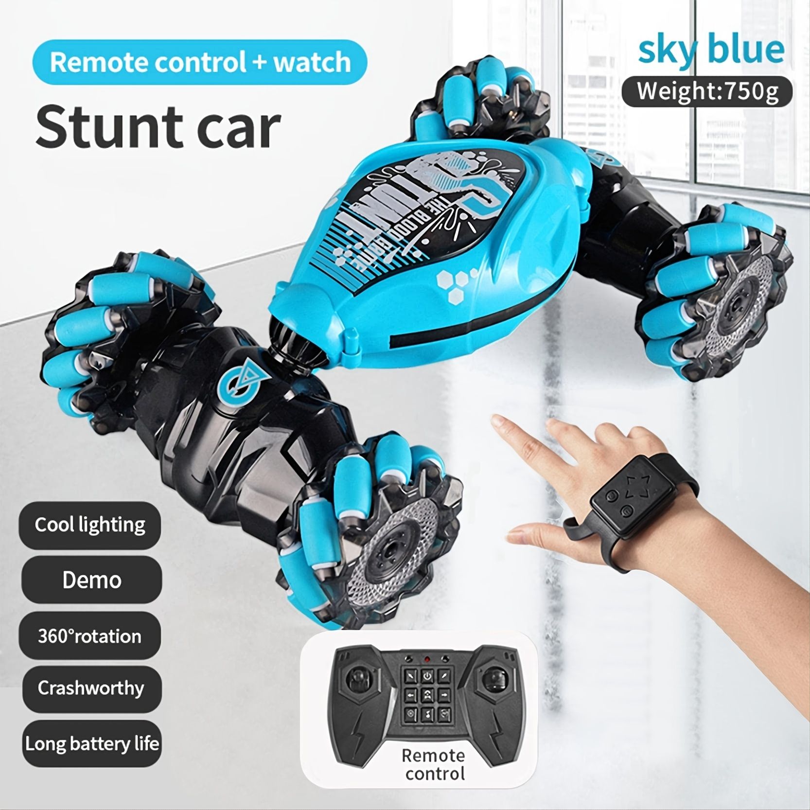 4WD Gesture Sensor Toy Car; Double-Side Rotation Off-Road Vehicle 360° Flip With Light And Music; Birthday Toy Car For Boys And Adults; Hand Controlled RC Car; All Terrain Monster Truck - Image 3