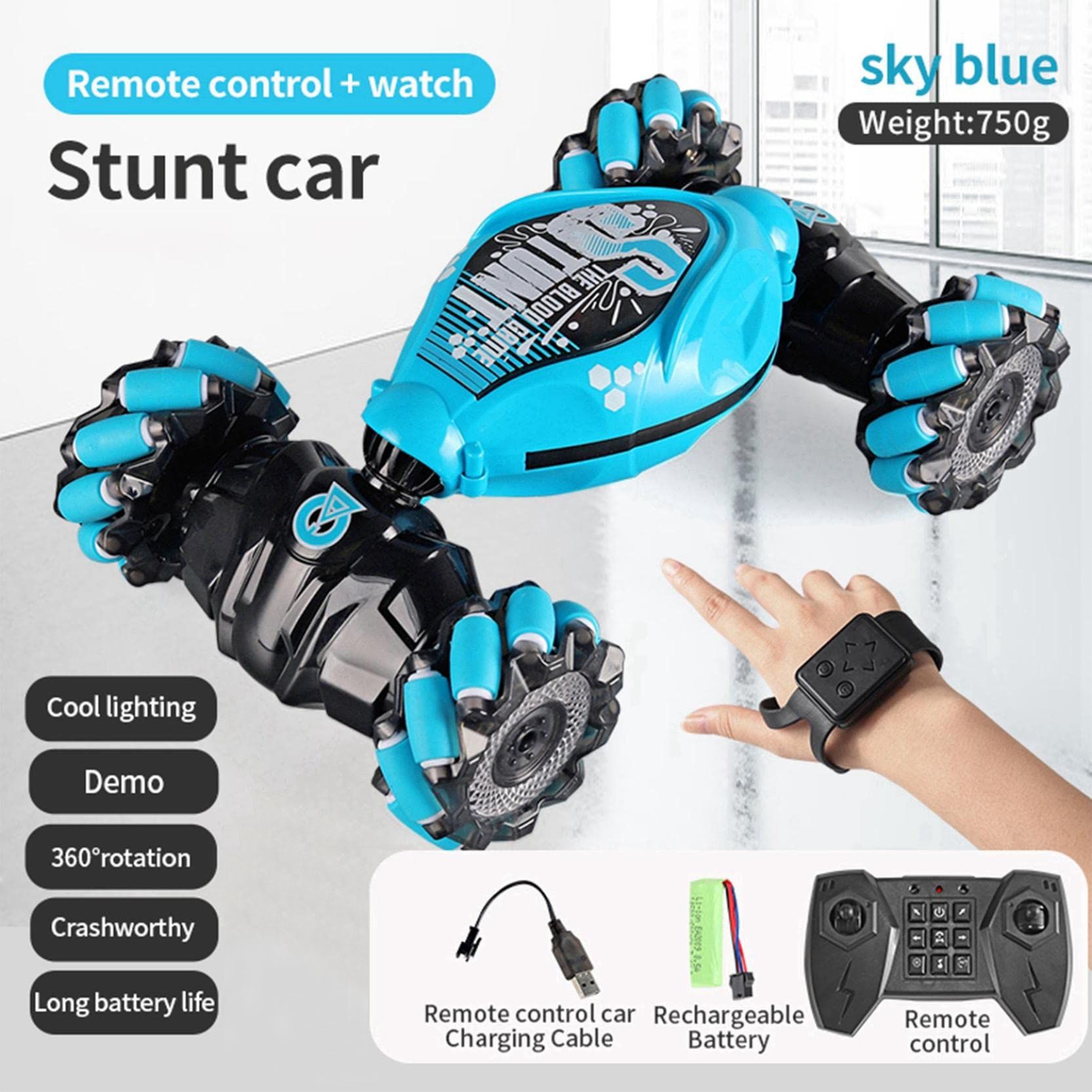 4WD Gesture Sensor Toy Car; Double-Side Rotation Off-Road Vehicle 360° Flip With Light And Music; Birthday Toy Car For Boys And Adults; Hand Controlled RC Car; All Terrain Monster Truck - Image 5
