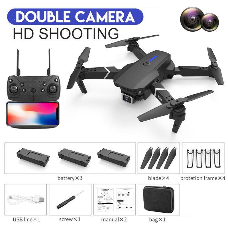 E88 RC Drone WIFI FPV Drone With HD Dual Camera Height Hold RC Foldable Quadcopter Helicopter Drone Gift Toys With 3 Battery - Image 10