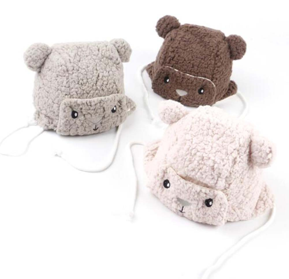 Boys Girls Winter Plush Hat Toddler Cute Windproof Cap; White - Image 2