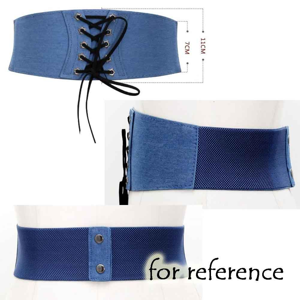 Women Wide Waistband Obi Belts Waist Band Elastic Belts Denim Style Waist Belt - Image 2