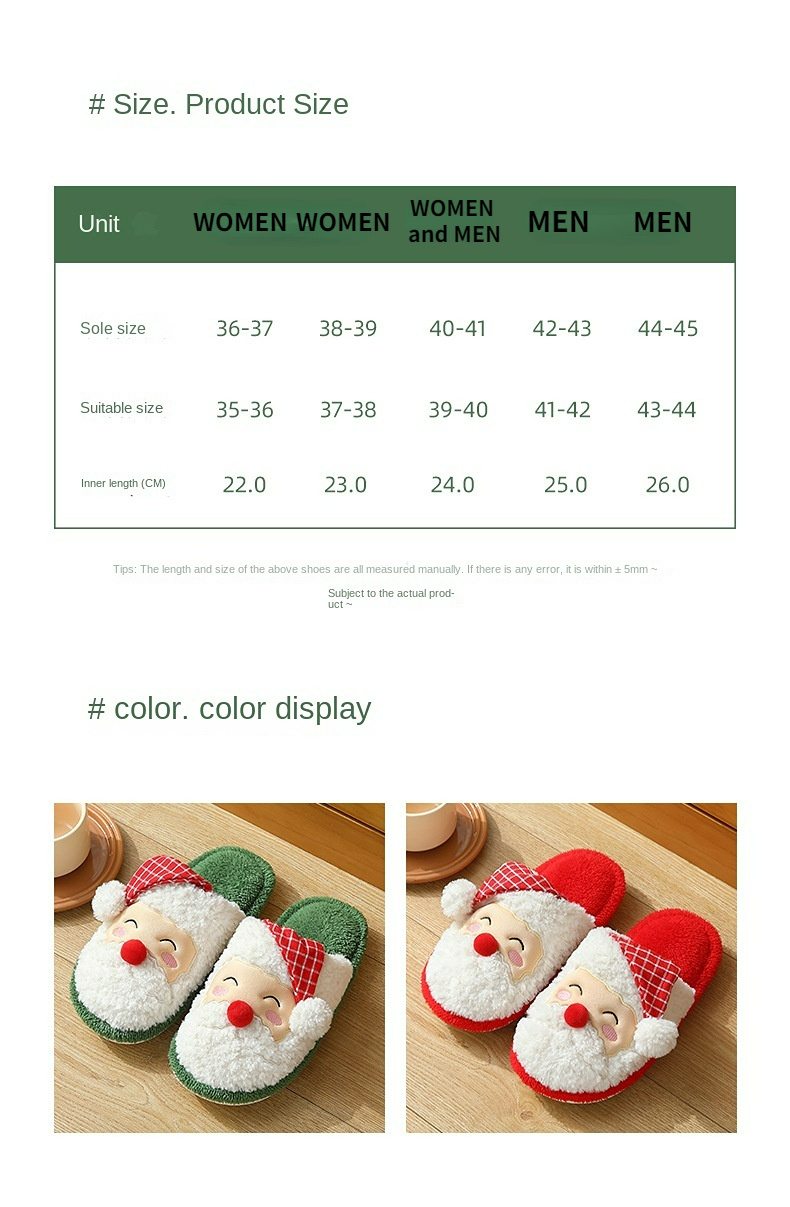 Christmas Men's and women's slippers; plush slippers; warm home cotton slippers; couple style - Image 45