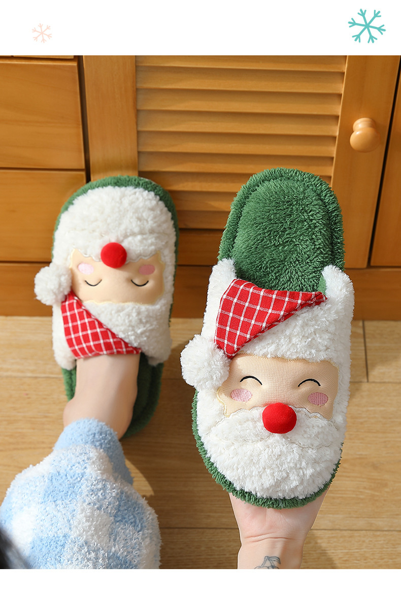 Christmas Men's and women's slippers; plush slippers; warm home cotton slippers; couple style - Image 64