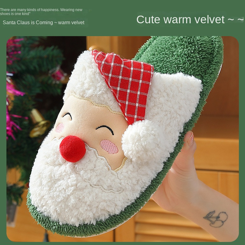 Christmas Men's and women's slippers; plush slippers; warm home cotton slippers; couple style - Image 50