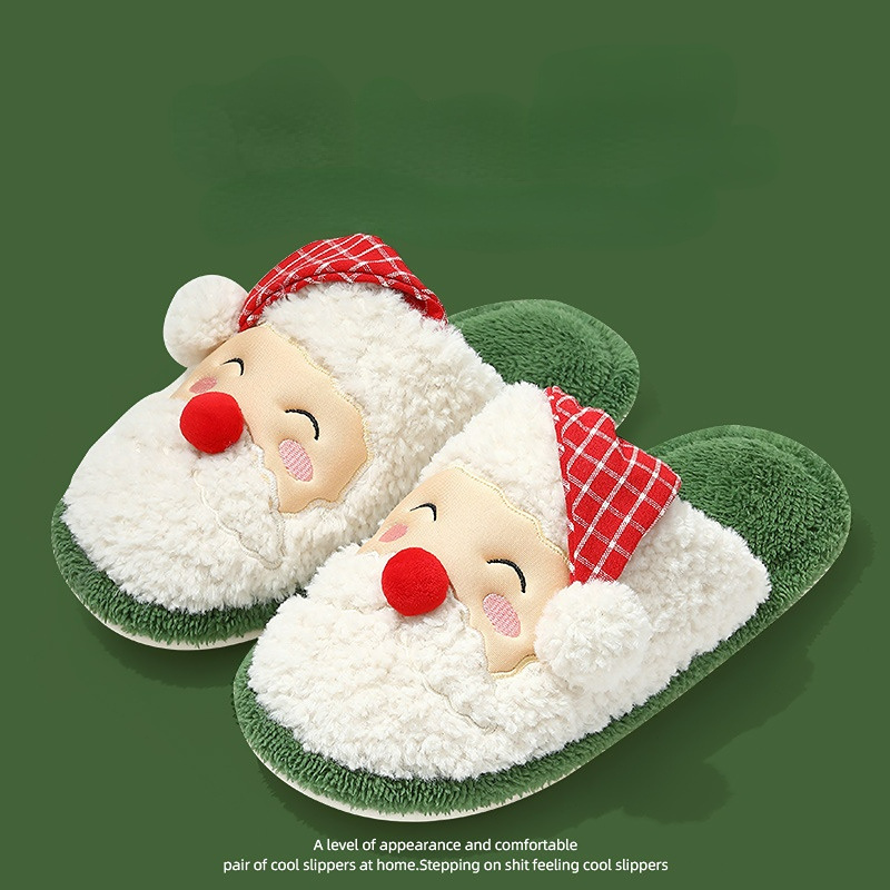 Christmas Men's and women's slippers; plush slippers; warm home cotton slippers; couple style - Image 24