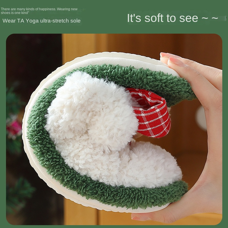 Christmas Men's and women's slippers; plush slippers; warm home cotton slippers; couple style - Image 25