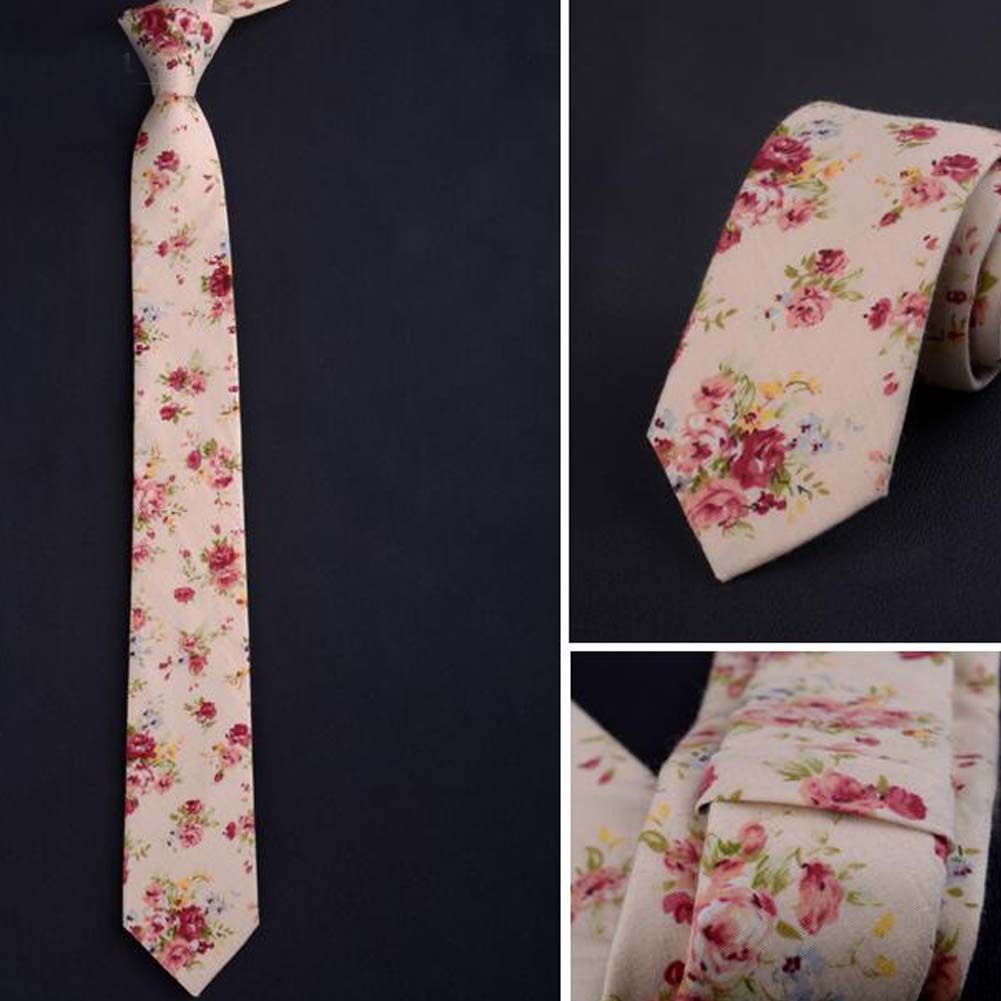 Formal/Casual Cotton Neckties Pink Flower Fashion Neckties Men Leisure Wear 6 cm - Image 2