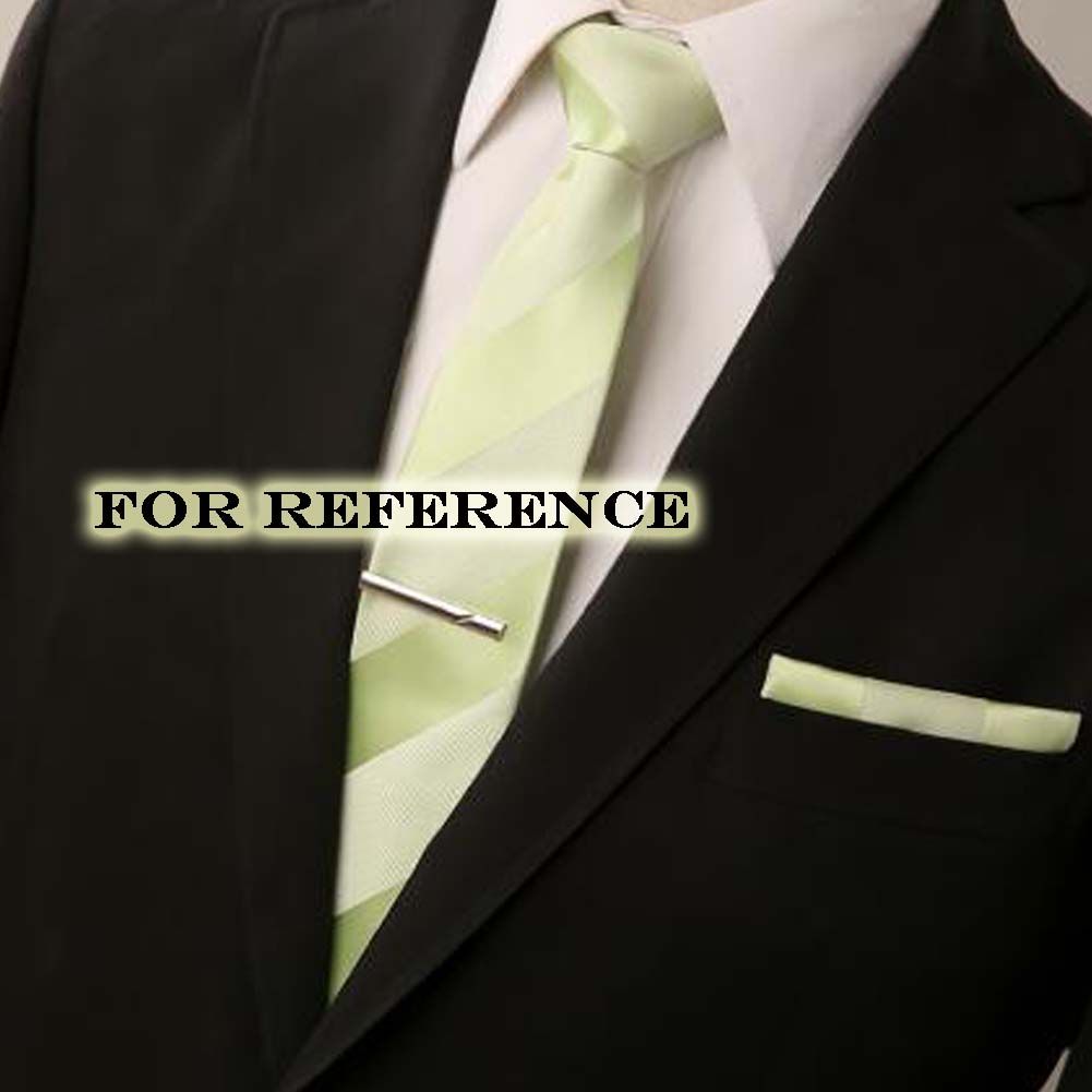 Formal Wear Mens Polyester Skinny Neckties Light Green Diagonal Stripes Ties 7cm - Image 2