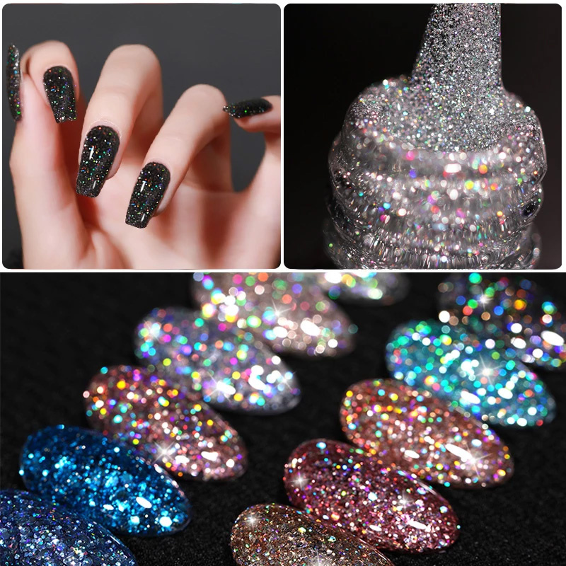 LILYCUTE 7ml Holographic Glitter Gel Nail Polish Spring Color Sparkling Sequins Soak Off UV LED Varnish Nail Art Decoration - Image 2