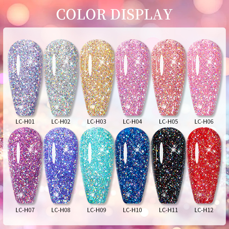 LILYCUTE 7ml Holographic Glitter Gel Nail Polish Spring Color Sparkling Sequins Soak Off UV LED Varnish Nail Art Decoration - Image 5