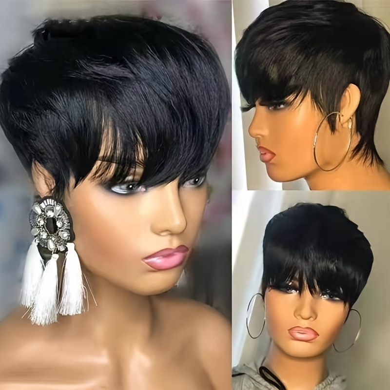 100% Human Hair Short Pixie Cut Wig; Silky Straight Pixie Cut Human Hair Wigs For Women Short Cut Wigs - Image 2