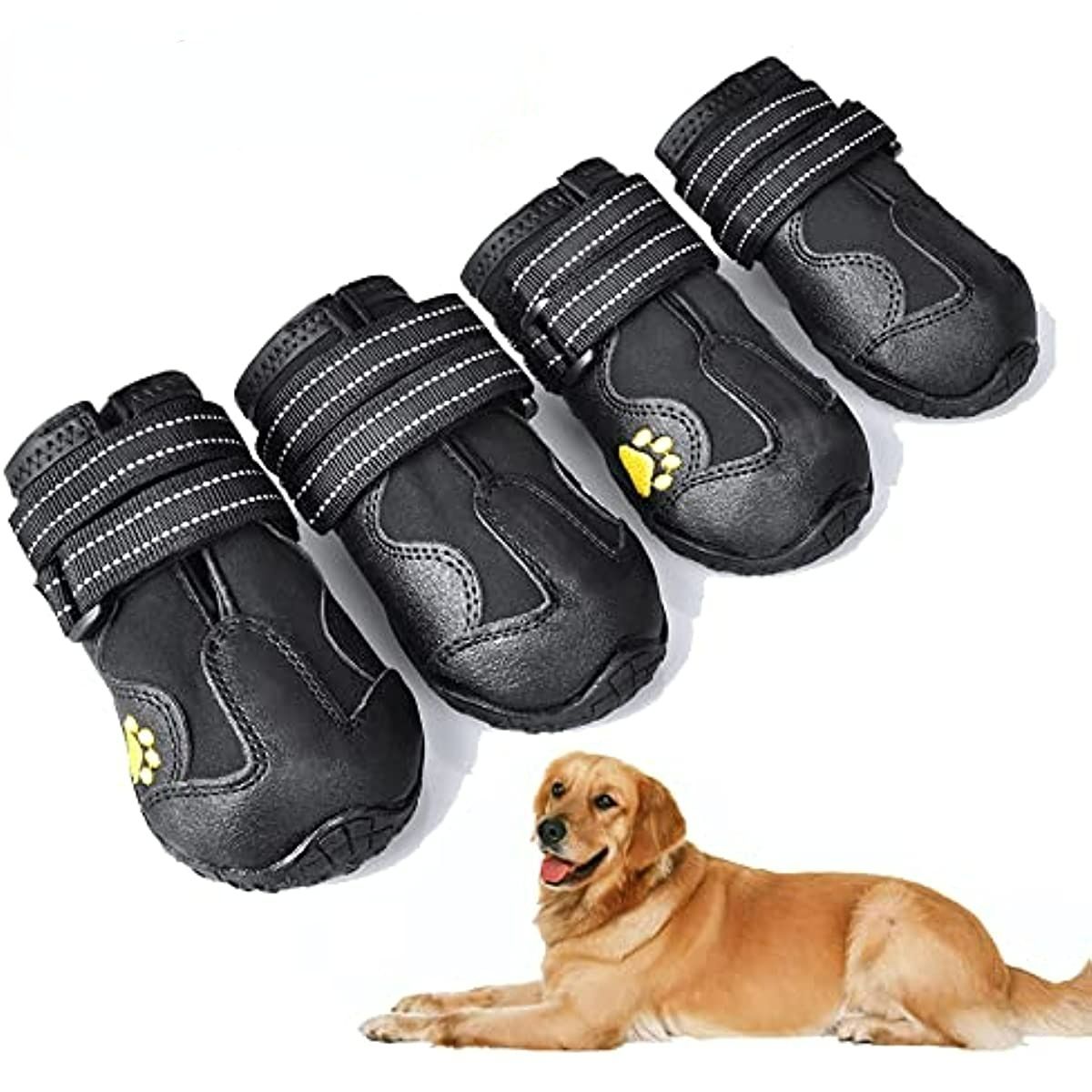 Dog Boots; Waterproof Dog Shoes; Dog Booties with Reflective Rugged Anti-Slip Sole and Skid-Proof; Outdoor Dog Shoes for Medium Dogs 4Pcs - Image 36