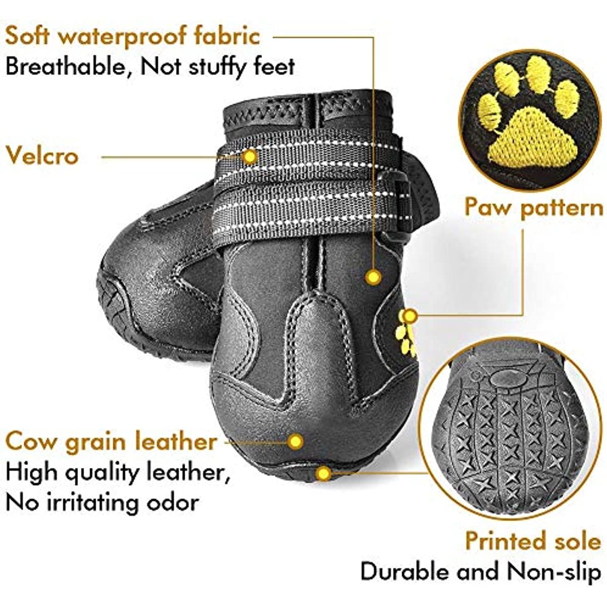 Dog Boots; Waterproof Dog Shoes; Dog Booties with Reflective Rugged Anti-Slip Sole and Skid-Proof; Outdoor Dog Shoes for Medium Dogs 4Pcs - Image 31