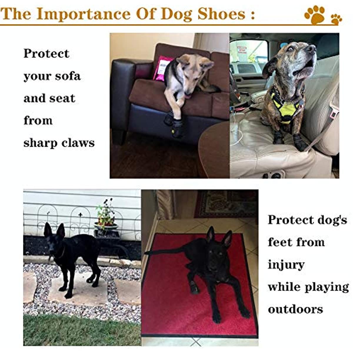 Dog Boots; Waterproof Dog Shoes; Dog Booties with Reflective Rugged Anti-Slip Sole and Skid-Proof; Outdoor Dog Shoes for Medium Dogs 4Pcs - Image 25