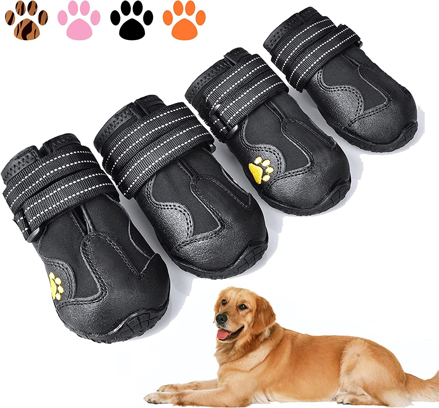 Dog Boots; Waterproof Dog Shoes; Dog Booties with Reflective Rugged Anti-Slip Sole and Skid-Proof; Outdoor Dog Shoes for Medium Dogs 4Pcs - Image 44
