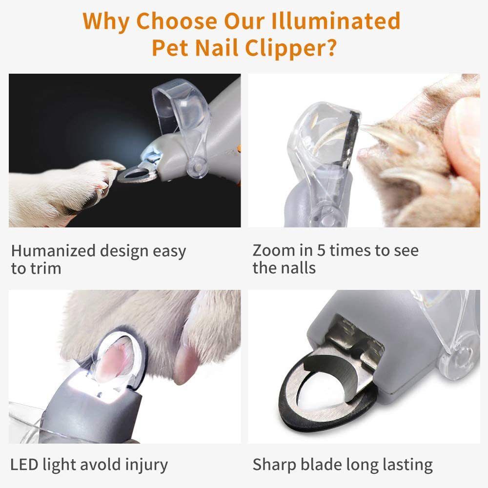 LED Light Pet Nail Clipper- Great for Trimming Cats & Dogs Nails & Claws; 5X Magnification That Doubles as a Nail Trapper; Quick-Clip; Steal Blades - Image 5
