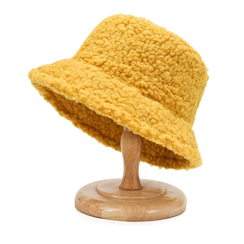 2021 Women's Harajuku Bucket Hat Solid Color Women Men Fishing Fisherman Hats Autumn Winter Lamb Wool Outdoor Warm Panama Cap - Image 2