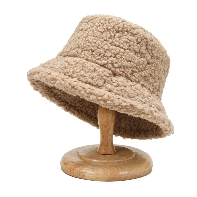2021 Women's Harajuku Bucket Hat Solid Color Women Men Fishing Fisherman Hats Autumn Winter Lamb Wool Outdoor Warm Panama Cap - Image 4