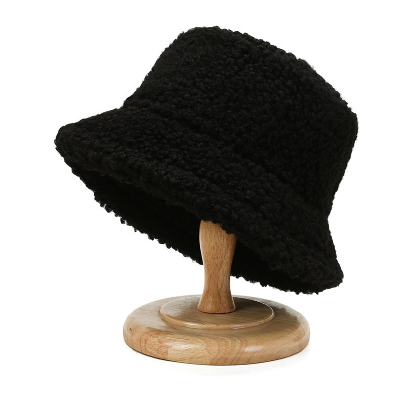 2021 Women's Harajuku Bucket Hat Solid Color Women Men Fishing Fisherman Hats Autumn Winter Lamb Wool Outdoor Warm Panama Cap - Image 6