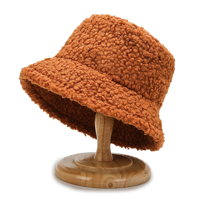 2021 Women's Harajuku Bucket Hat Solid Color Women Men Fishing Fisherman Hats Autumn Winter Lamb Wool Outdoor Warm Panama Cap - Image 3