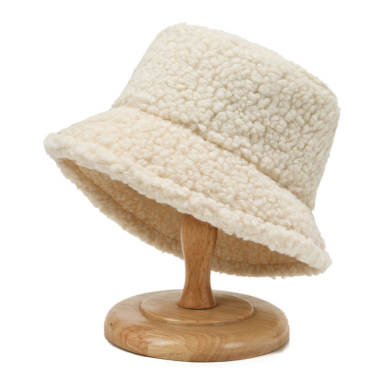 2021 Women's Harajuku Bucket Hat Solid Color Women Men Fishing Fisherman Hats Autumn Winter Lamb Wool Outdoor Warm Panama Cap - Image 5
