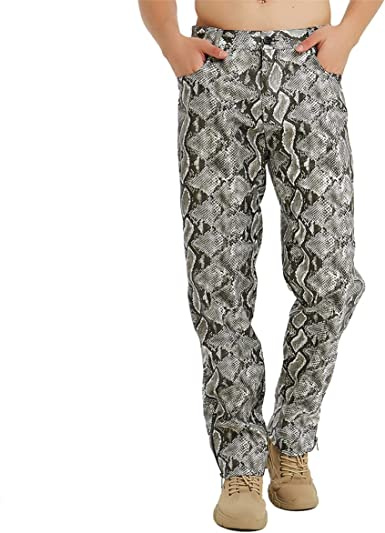 Men's Snakeskin Pants Stylish Casual PU Snake Print Nightclub Disco Vintage Trousers - Image 5